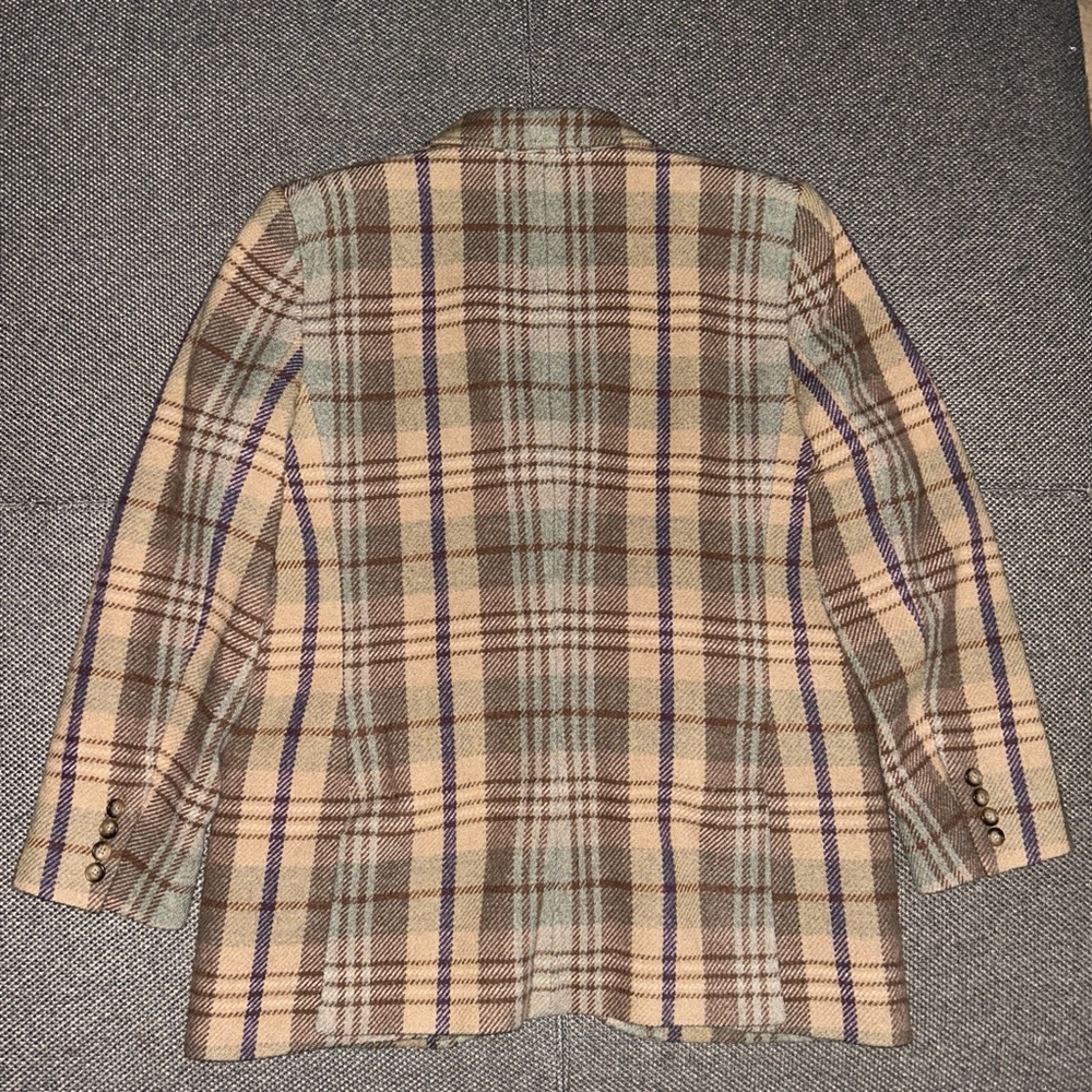 Polo Ralph Lauren Wool Blend Brown Plaid Peacoat Blazer Large - Picture 5 of 8